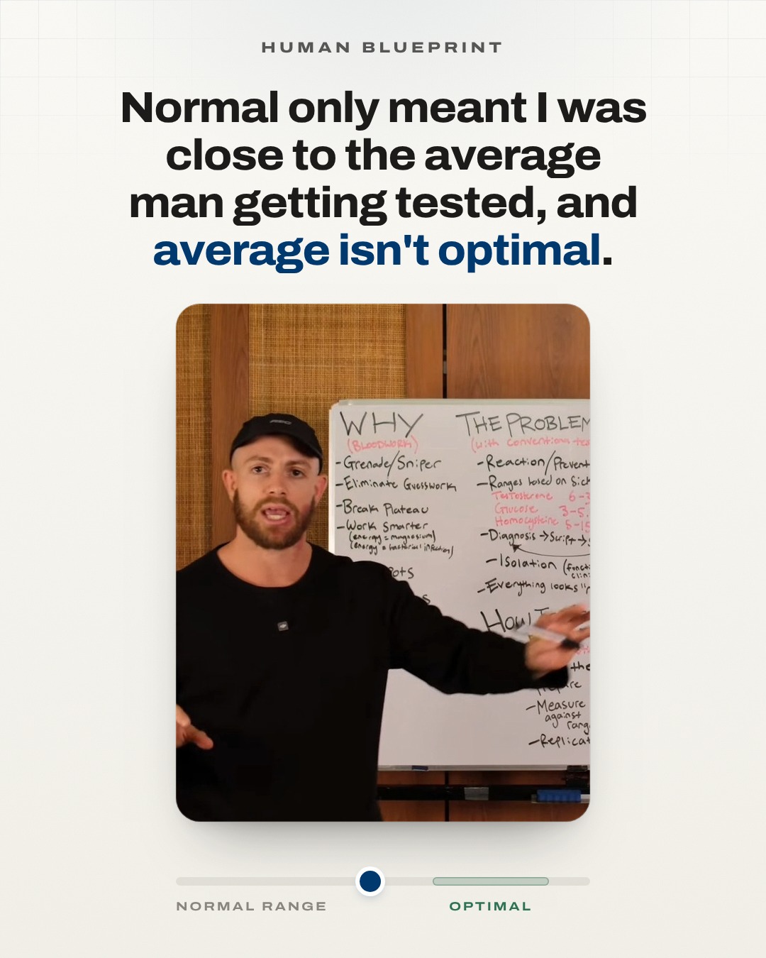 Slide 3: Normal only meant I was close to the average man getting tested, and average isn't optimal.