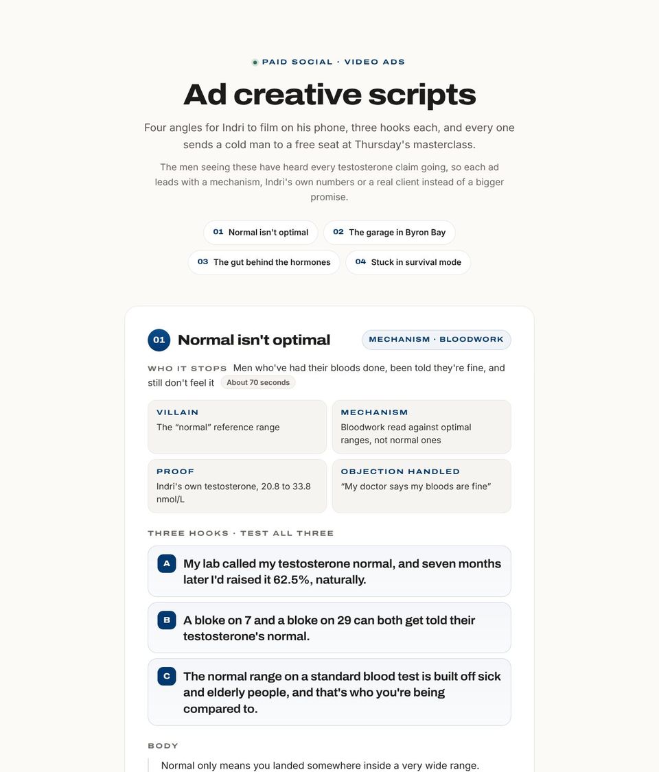 Ad creative scripts preview