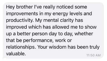 Client message: I've really noticed some improvements in my energy levels and productivity.